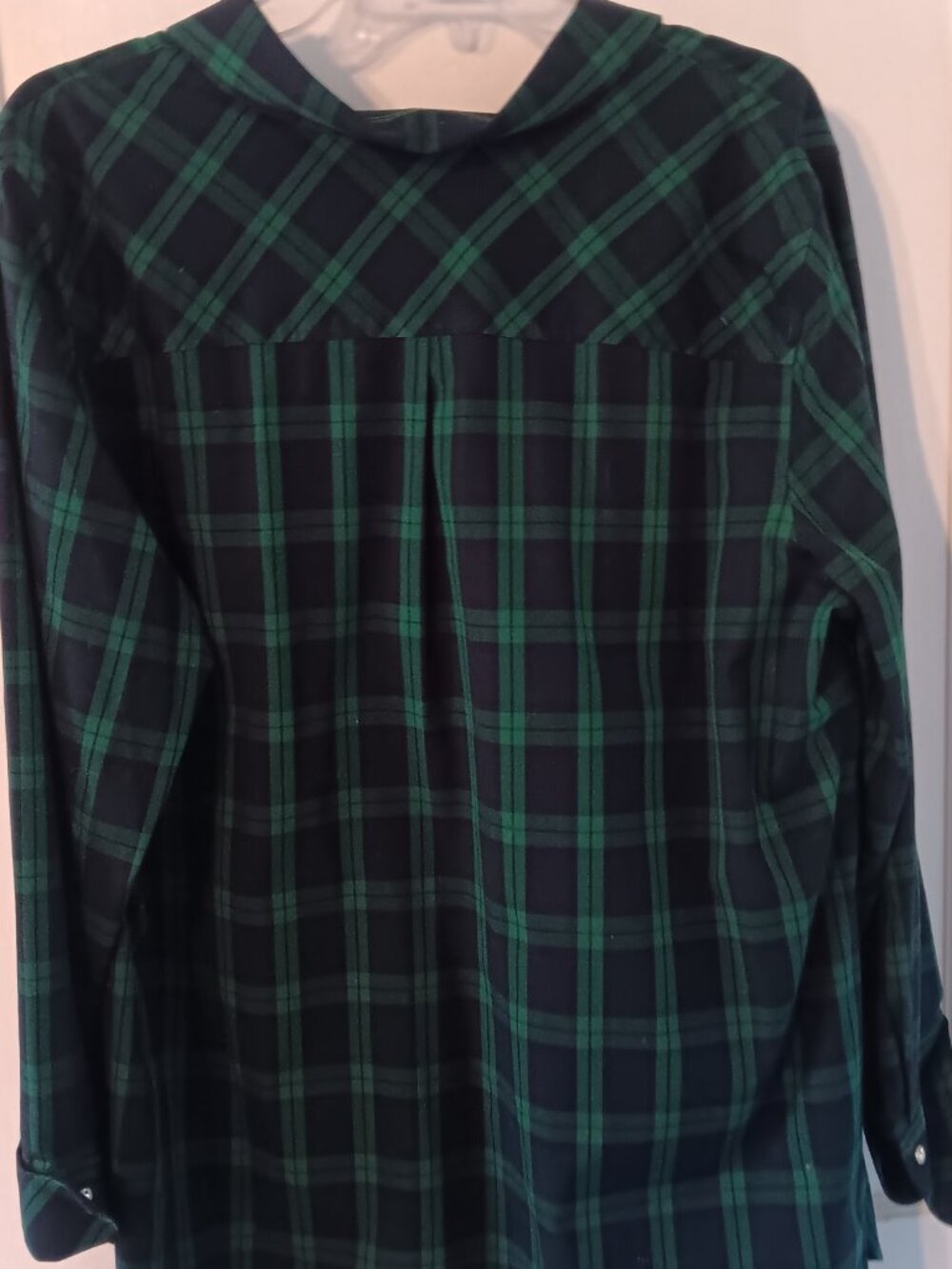 Green & Black Plaid Button Front Top | Talbots Women’s Size 18 | Cotton Stretch - Picture 2 of 3